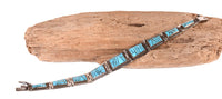 Zuni Pueblo Sterling Silver and Turquoise Link Bracelet By RL