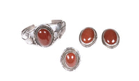 Navajo Sterling Silver and Brown Stone Jewelry Set of 3