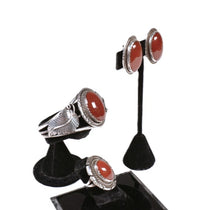 Navajo Sterling Silver and Brown Stone Jewelry Set of 3