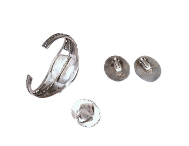 Navajo Sterling Silver and Brown Stone Jewelry Set of 3