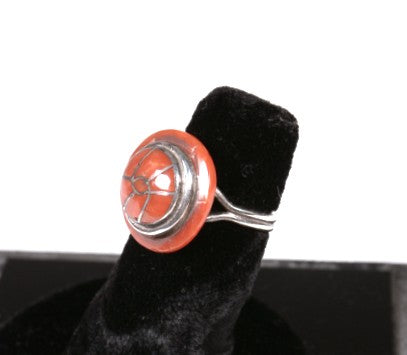 Zuni Pueblo Sterling Silver with Inlay Coral Ring
