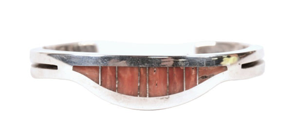 Navajo Sterling Silver with Inlay Coral Bracelet