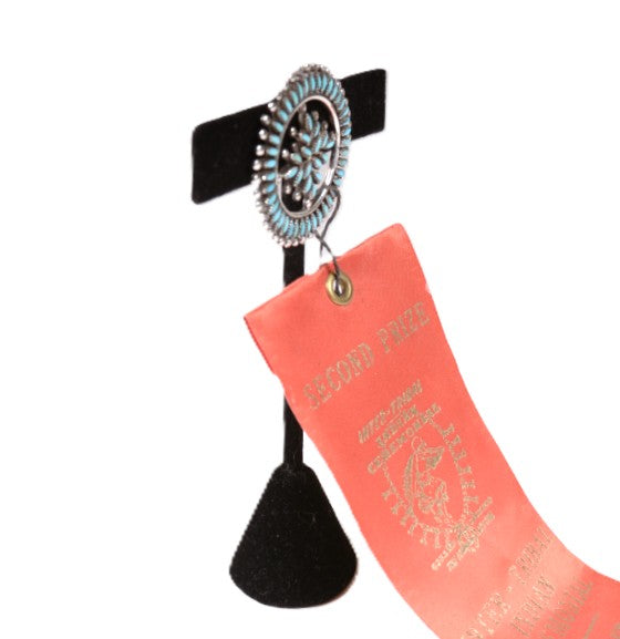 Zuni Pueblo Sterling Silver and  Needlepoint Turquoise Pin