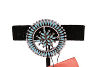Zuni Pueblo Sterling Silver and  Needlepoint Turquoise Pin
