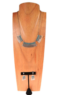 Zuni Pueblo Necklace and Screwback Earring Set By Joan Hattis