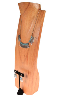 Zuni Pueblo Necklace and Screwback Earring Set By Joan Hattis