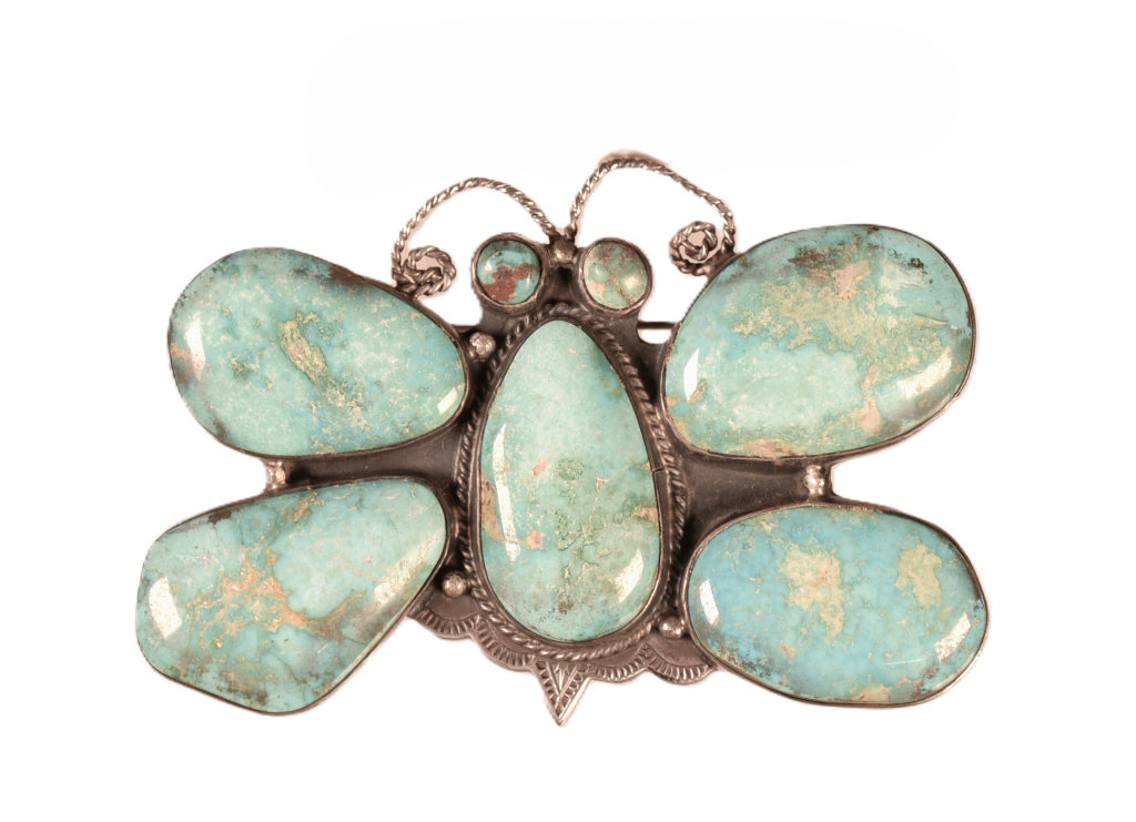 Sterling Silver and Turquoise Butterfly Pin by Federico Jimenez