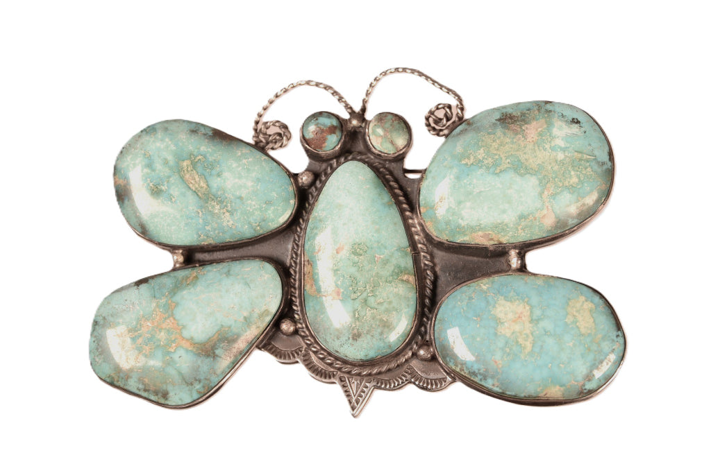 Sterling Silver and Turquoise Butterfly Pin by Federico Jimenez