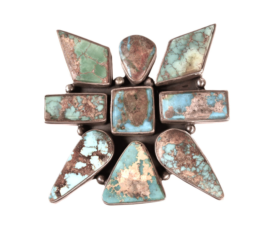 Navajo Sterling Silver and Turquoise Pin/Pendant By J. Piaso Jr.