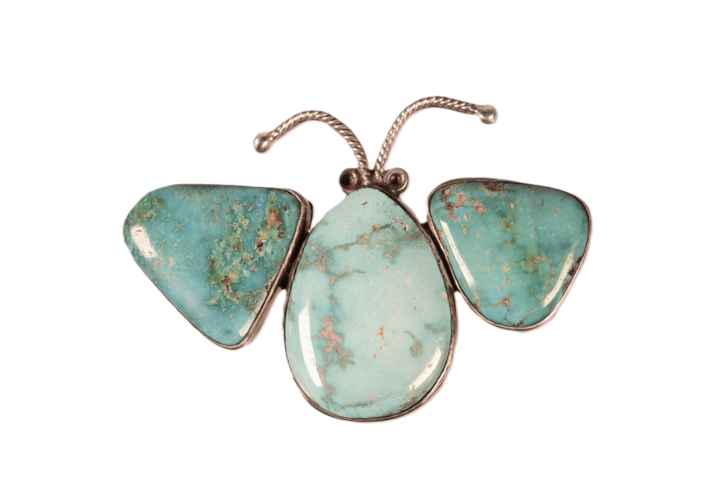 Navajo Sterling Silver and Turquoise Butterfly Pin