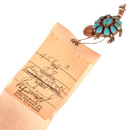 Zuni Pueblo Sterling Silver & Turquoise Tortoise Pin By Lee & Mary Weebothie