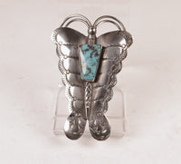 Navajo Sterling Silver and Bisbee Turquoise Butterfly Pin