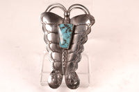 Navajo Sterling Silver and Bisbee Turquoise Butterfly Pin