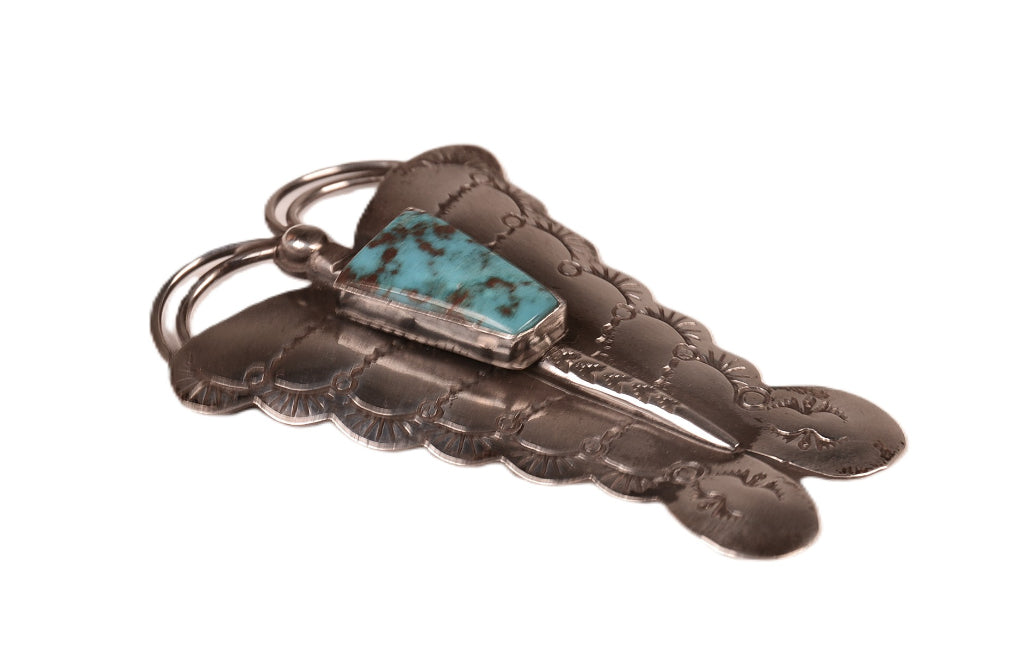 Navajo Sterling Silver and Bisbee Turquoise Butterfly Pin