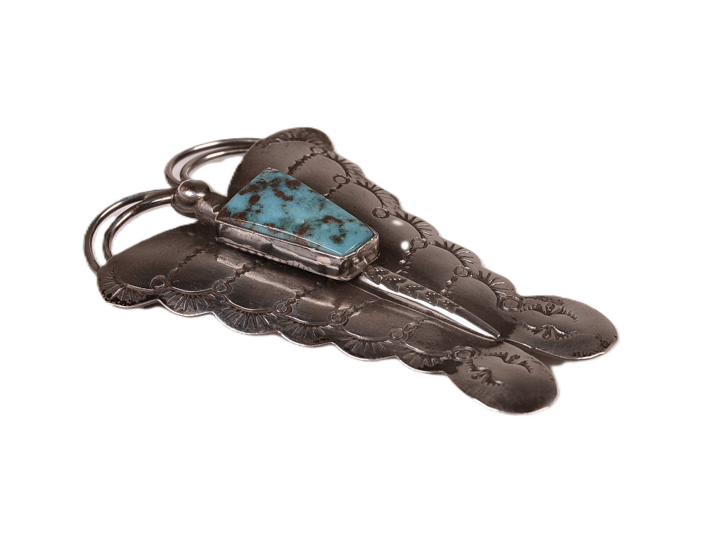 Navajo Sterling Silver and Bisbee Turquoise Butterfly Pin