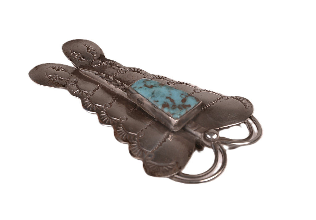 Navajo Sterling Silver and Bisbee Turquoise Butterfly Pin