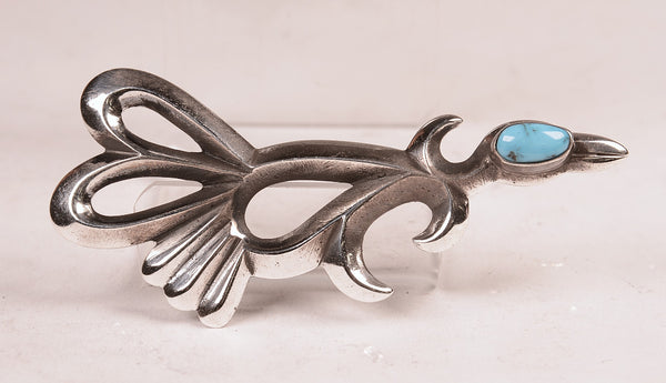 Navajo Sand Cast Sterling Silver Road Runner Pin