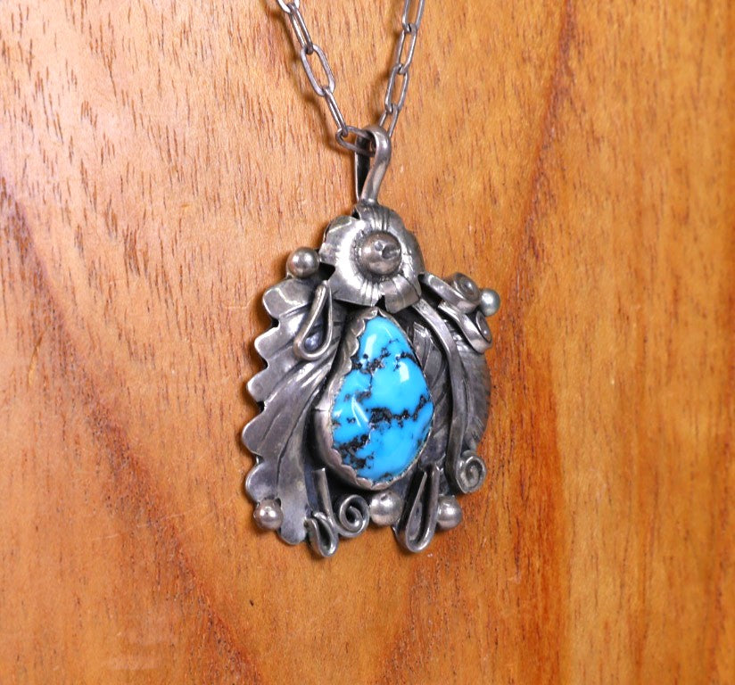 Navajo 1 Blue Turquoise Pendant Necklace