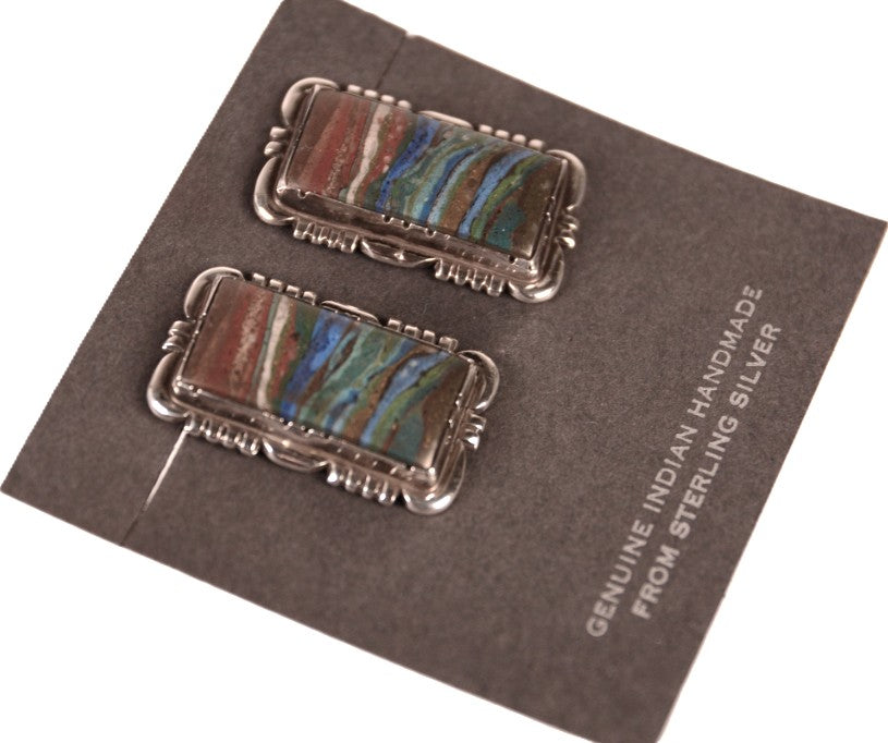 Navajo Sterling Silver Post Earrings By Dennis Smith