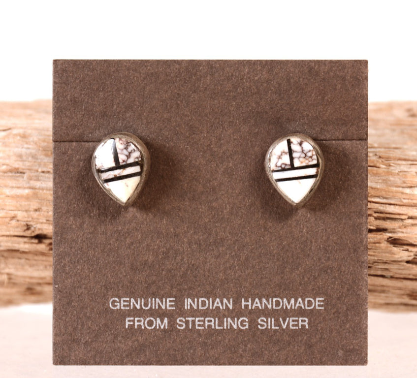Navajo Onyx and Appaloosa Stud Earrings