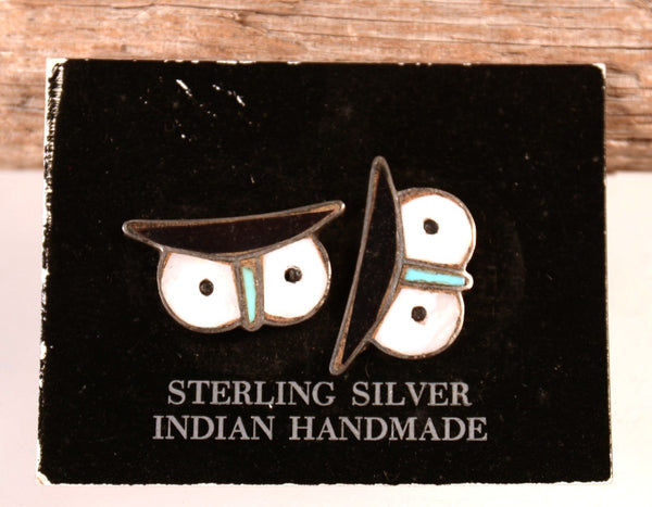 Navajo Inlay Owl Multistone Earrings