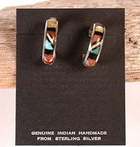 Navajo Inlay Multistone Full Hoop Earrings