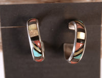 Navajo Inlay Multistone Full Hoop Earrings