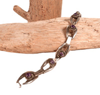 Taxco Sterling Silver Amethyst Link Bracelet