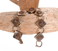 Taxco Sterling Silver Amethyst Link Bracelet