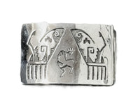 Hopi Pueblo Sterling Silver Overlay Belt Buckle with Kokopelli Motif
