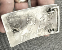 Hopi Pueblo Sterling Silver Overlay Belt Buckle with Kokopelli Motif