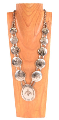 Hopi Pueblo Sterling Silver Overlay Necklace