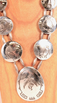 Hopi Pueblo Sterling Silver Overlay Necklace