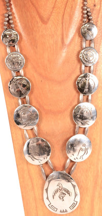 Hopi Pueblo Sterling Silver Overlay Necklace