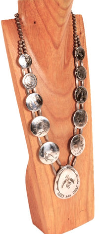 Hopi Pueblo Sterling Silver Overlay Necklace