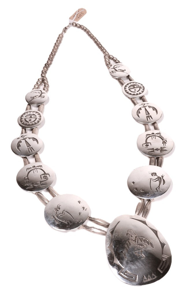 Hopi Pueblo Sterling Silver Overlay Necklace