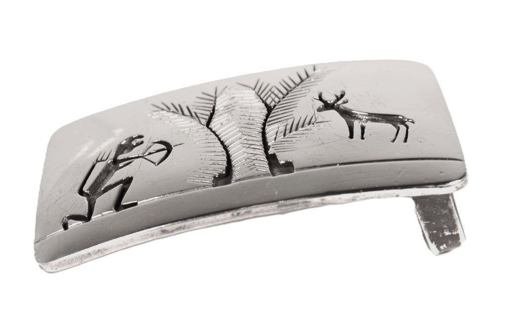 Hopi Pueblo Sterling Silver Overlay Belt Buckle By Victor Coolhwytewa