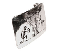 Hopi Pueblo Sterling Silver Overlay Belt Buckle By Victor Coolhwytewa