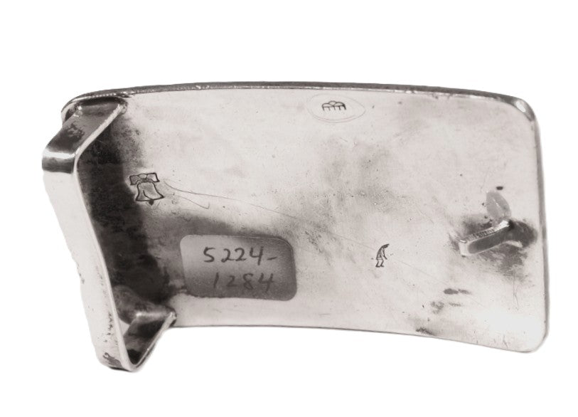 Hopi Pueblo Sterling Silver Overlay Belt Buckle By Victor Coolhwytewa