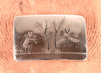 Hopi Pueblo Sterling Silver Overlay Belt Buckle By Victor Coolhwytewa