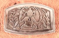 Hopi Pueblo Sterling Silver Belt Buckle Overlay By Victor Coochwytewa