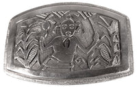 Hopi Pueblo Sterling Silver Belt Buckle Overlay By Victor Coochwytewa