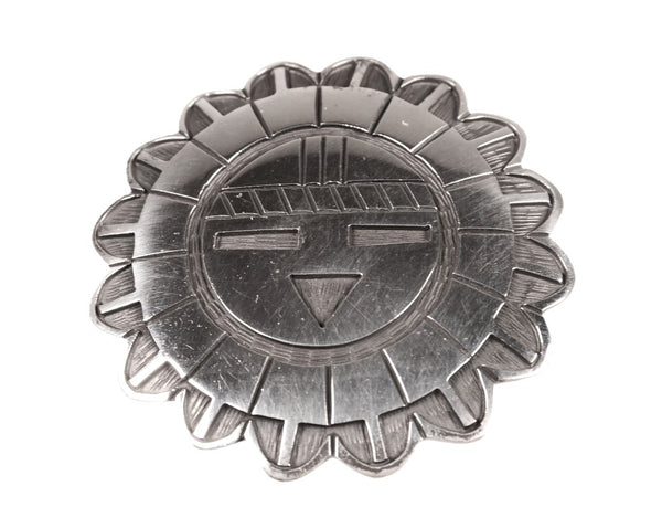 Hopi Pueblo Sterling Silver Overlay Sunface Pendant/Pin