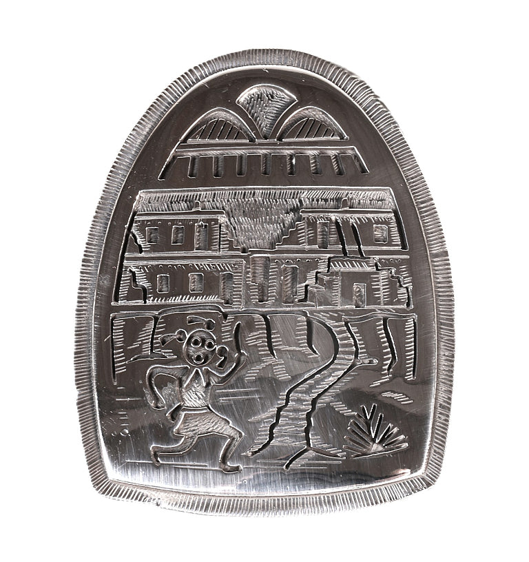Hopi Sterling Silver Overlay Pendant By Victor Coolhwytewa