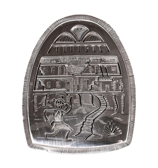 Hopi Sterling Silver Overlay Pendant By Victor Coolhwytewa