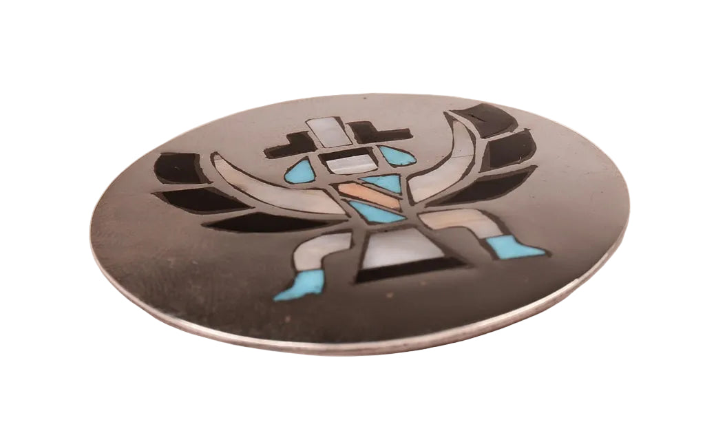 Zuni Sterling Silver Dancer Inlay Pin