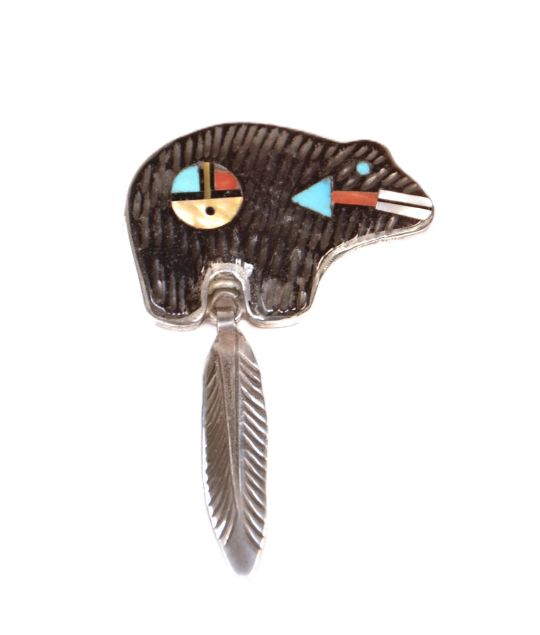 Zuni Pueblo Onxy Bear Pin/Pendant