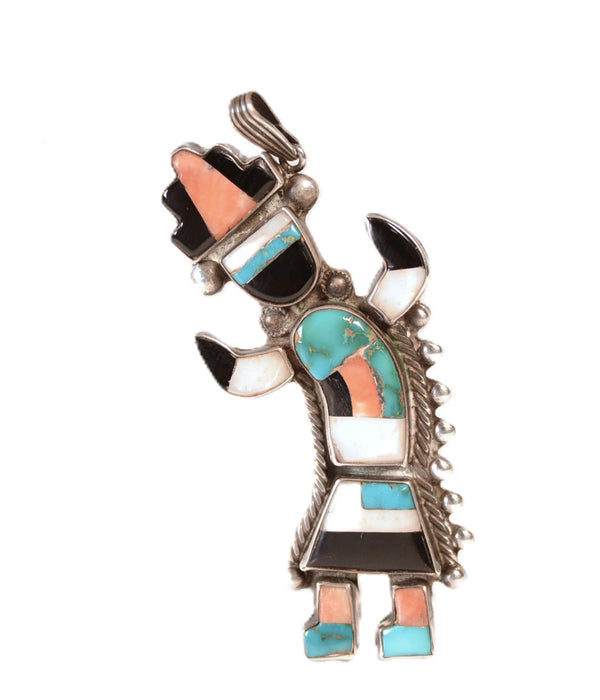 Large Zuni Pueblo Inlay Gahn Dancer Pin/Pendant