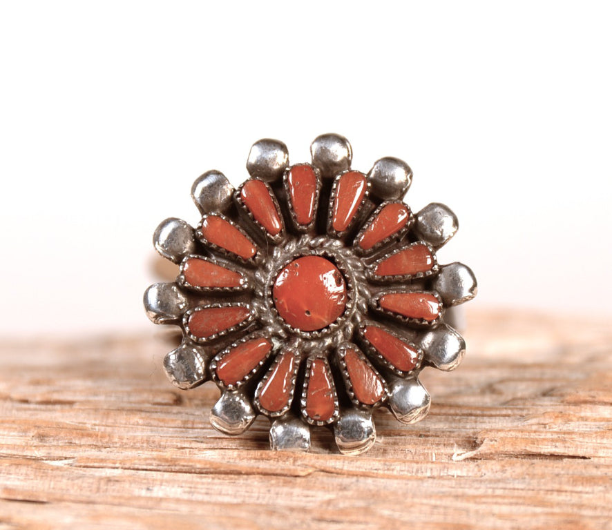 Zuni Pueblo Red Coral Ring