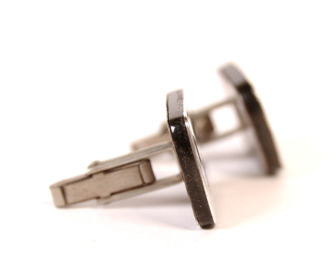 Hopi Pueblo Sterling Silver Overlay Cuff Links